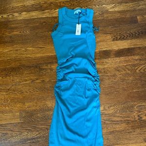 NWT Wren Midi dress with slit, bright teal XS